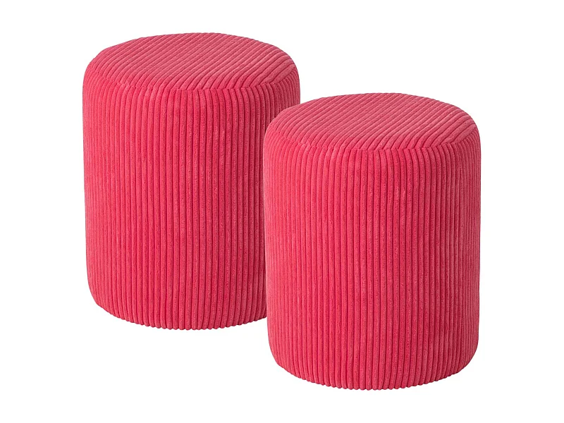 Poufs tabourets ronds en velours côtelé (lot de 2) - CHARLISE