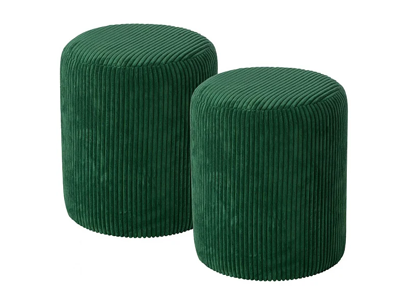 Poufs tabourets ronds en velours côtelé (lot de 2) - CHARLISE