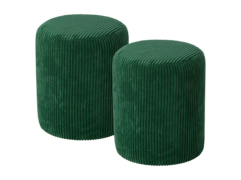 Poufs tabourets ronds en velours côtelé (lot de 2) - CHARLISE