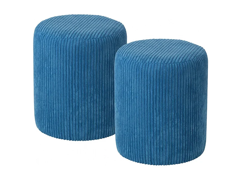 Poufs tabourets ronds en velours côtelé (lot de 2) - CHARLISE