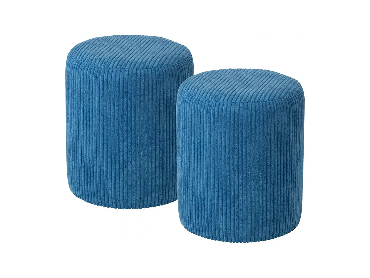 Poufs tabourets ronds en velours côtelé (lot de 2) - CHARLISE