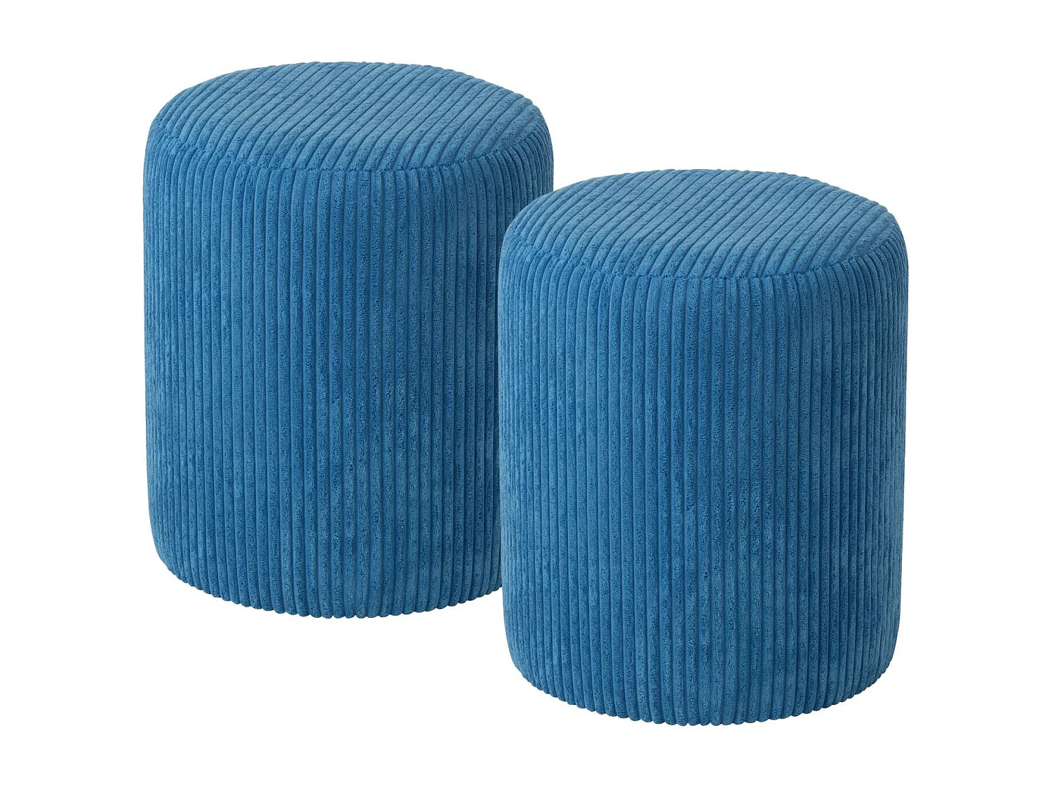 Poufs tabourets ronds en velours côtelé (lot de 2) - CHARLISE