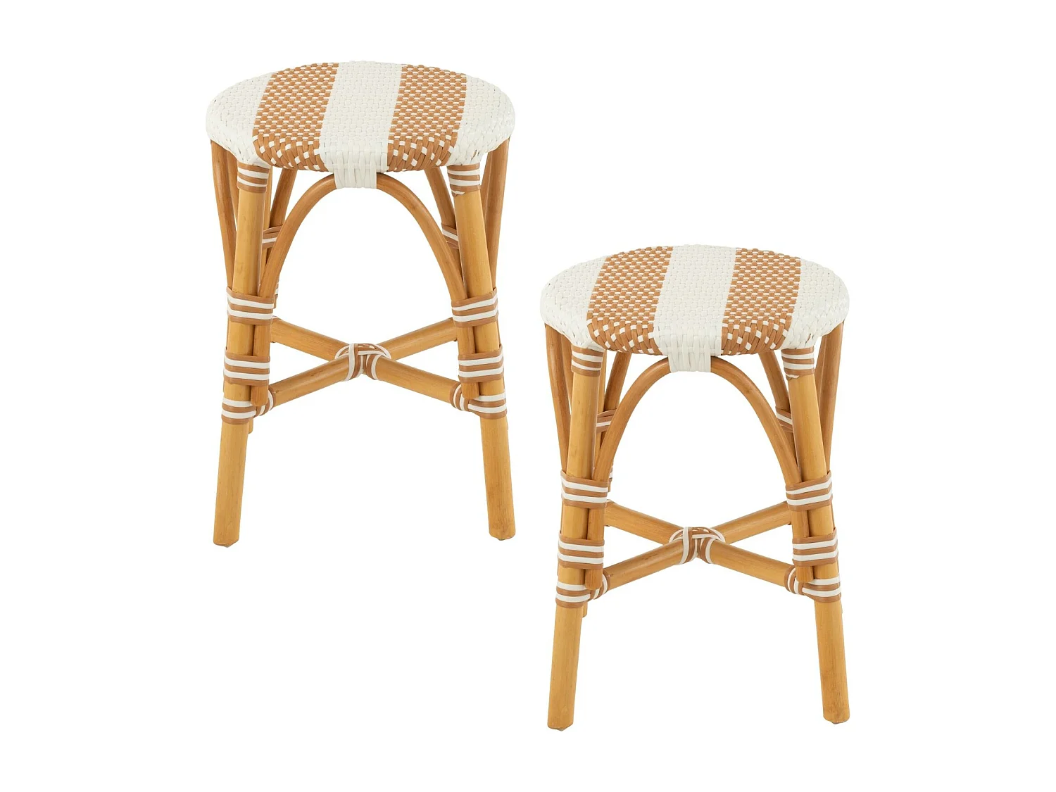 Tabourets parisiens assise tressée rayures (lot de 2) - MONTMARTRE
