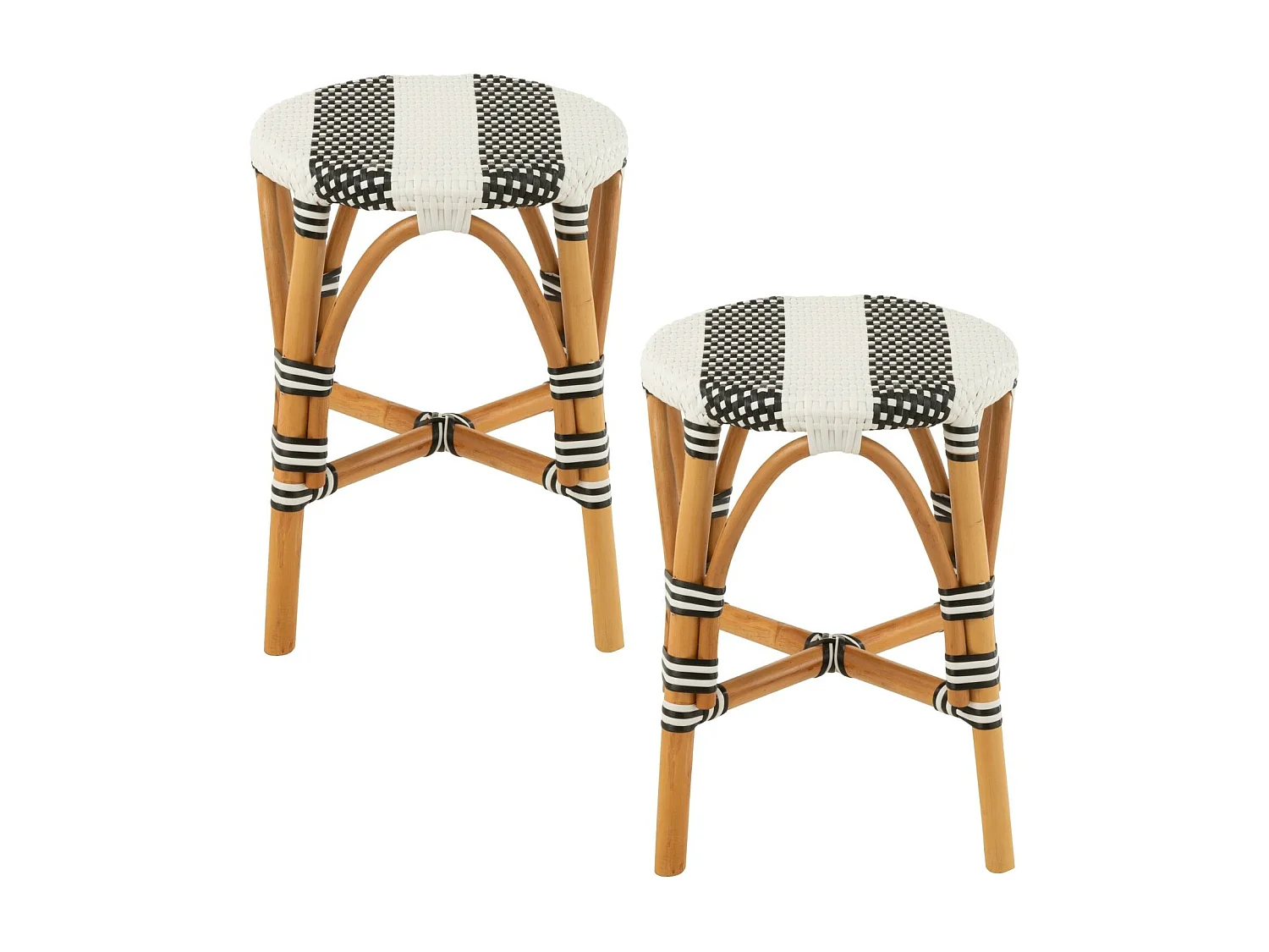 Tabourets parisiens assise tressée rayures (lot de 2) - MONTMARTRE