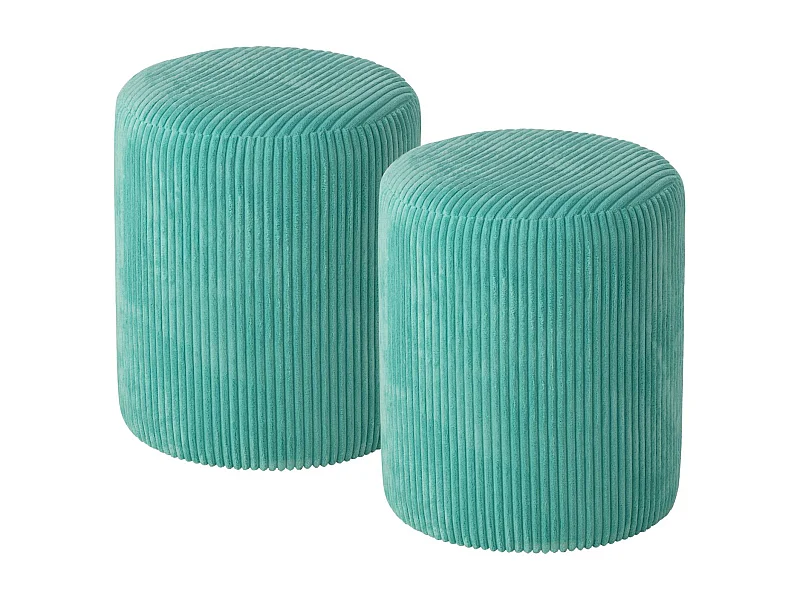 Poufs tabourets ronds en velours côtelé (lot de 2) - CHARLISE