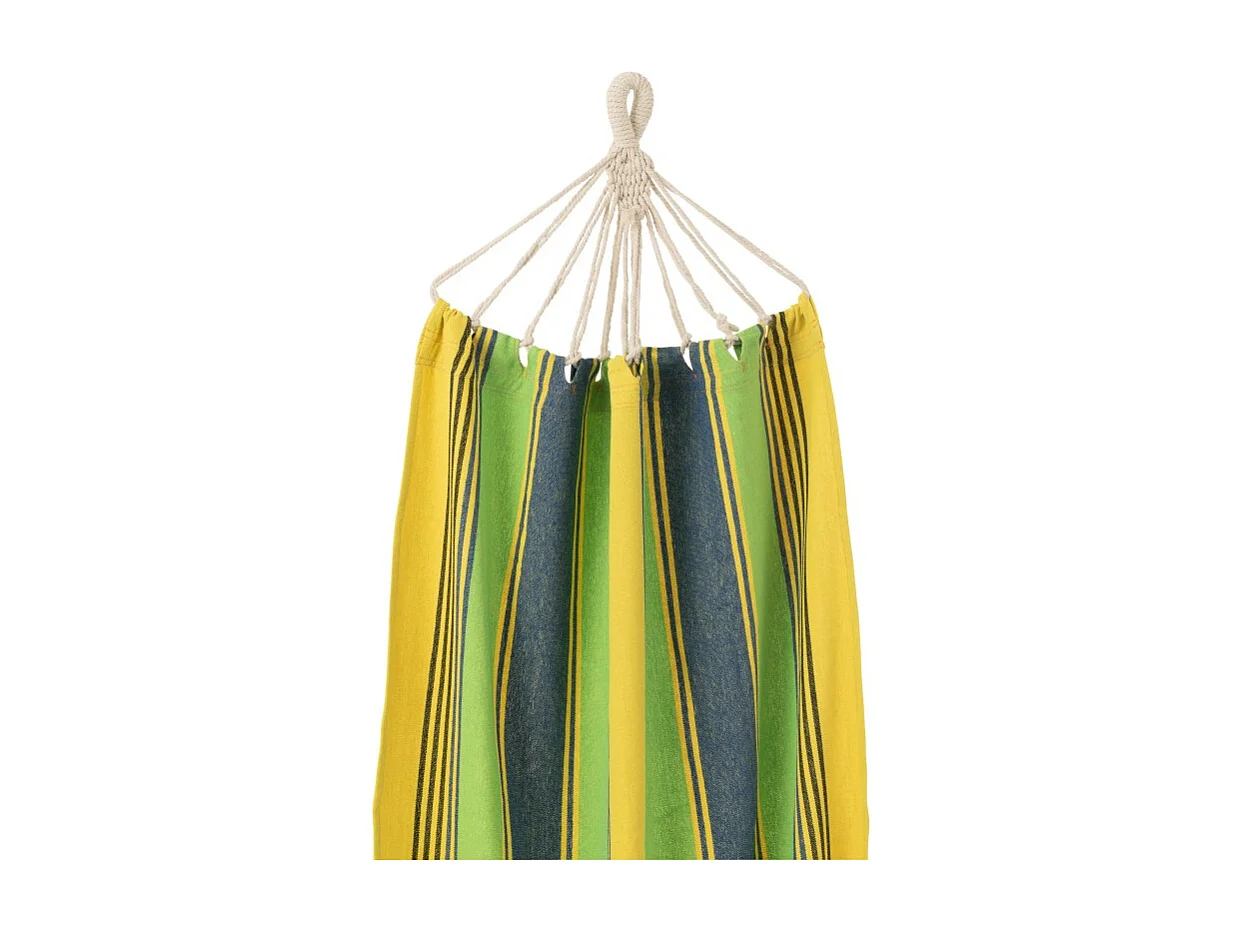 Hamaca de poliéster a rayas verde y amarillo 200x100 cm