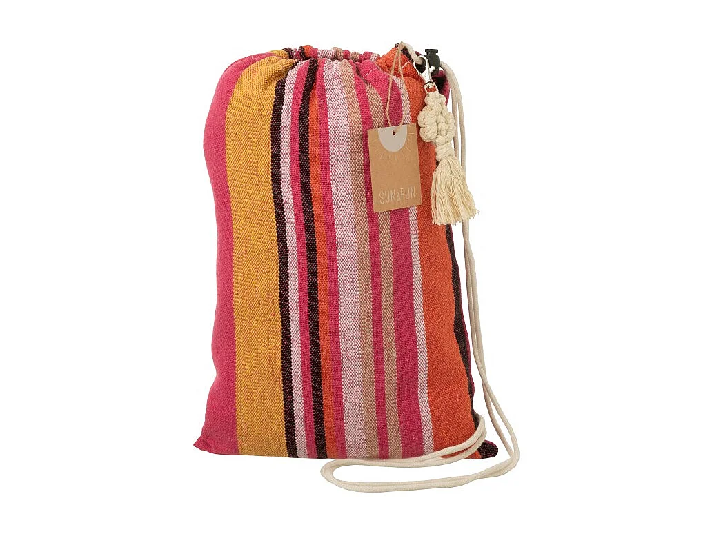 Hamaca de poliéster a rayas rosa 200x100 cm