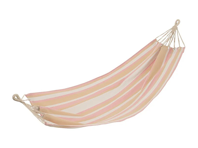Hamaca de poliéster a rayas rosa y beige 200x100 cm