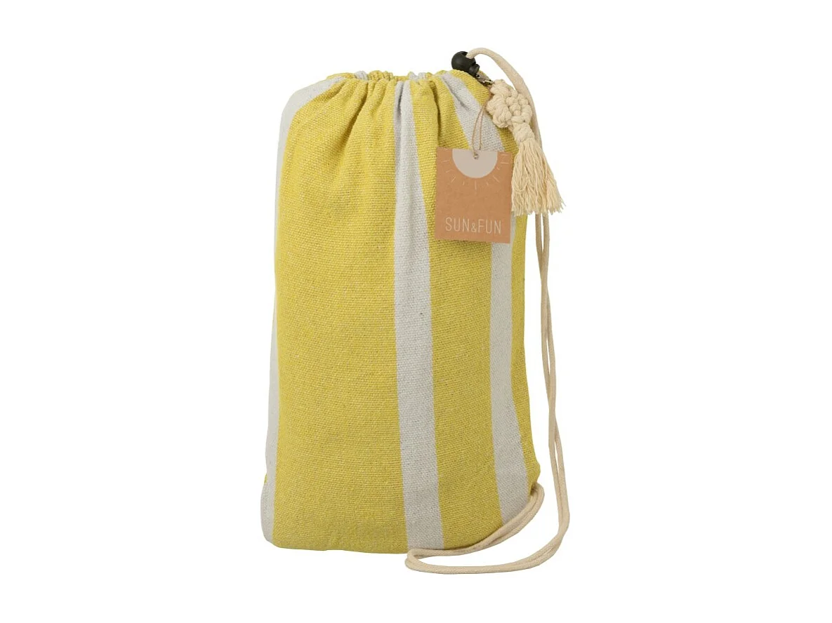 Hamaca de poliéster a rayas amarilla 200x100 cm