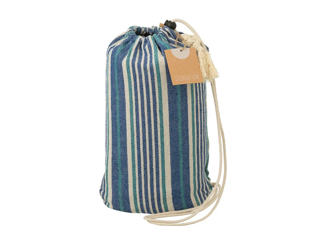 Hamaca de poliéster a rayas azul 200x100 cm