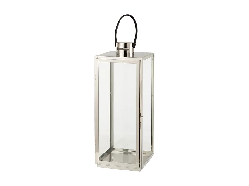 Farol cuadrado de metal plateado 22x21x65,5cm