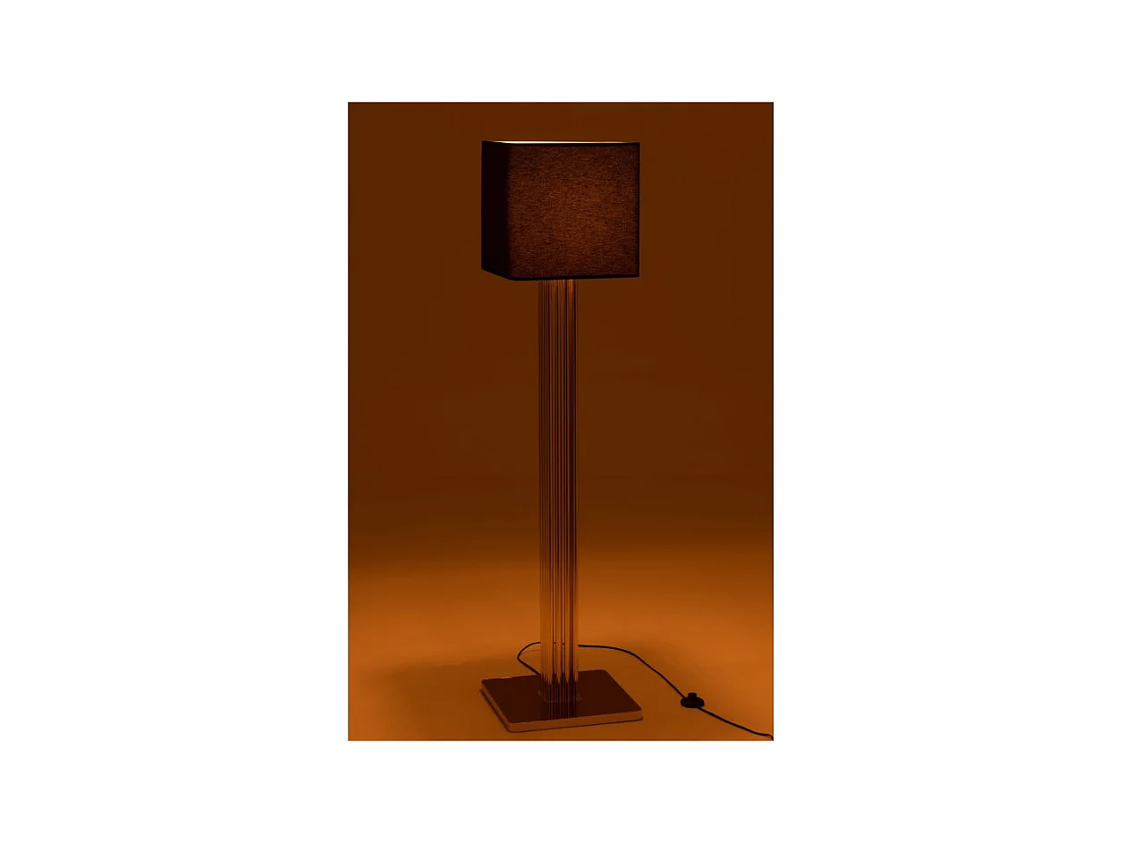 Lámpara de pie con base de metal dorado en textil negro 37x37x159 cm