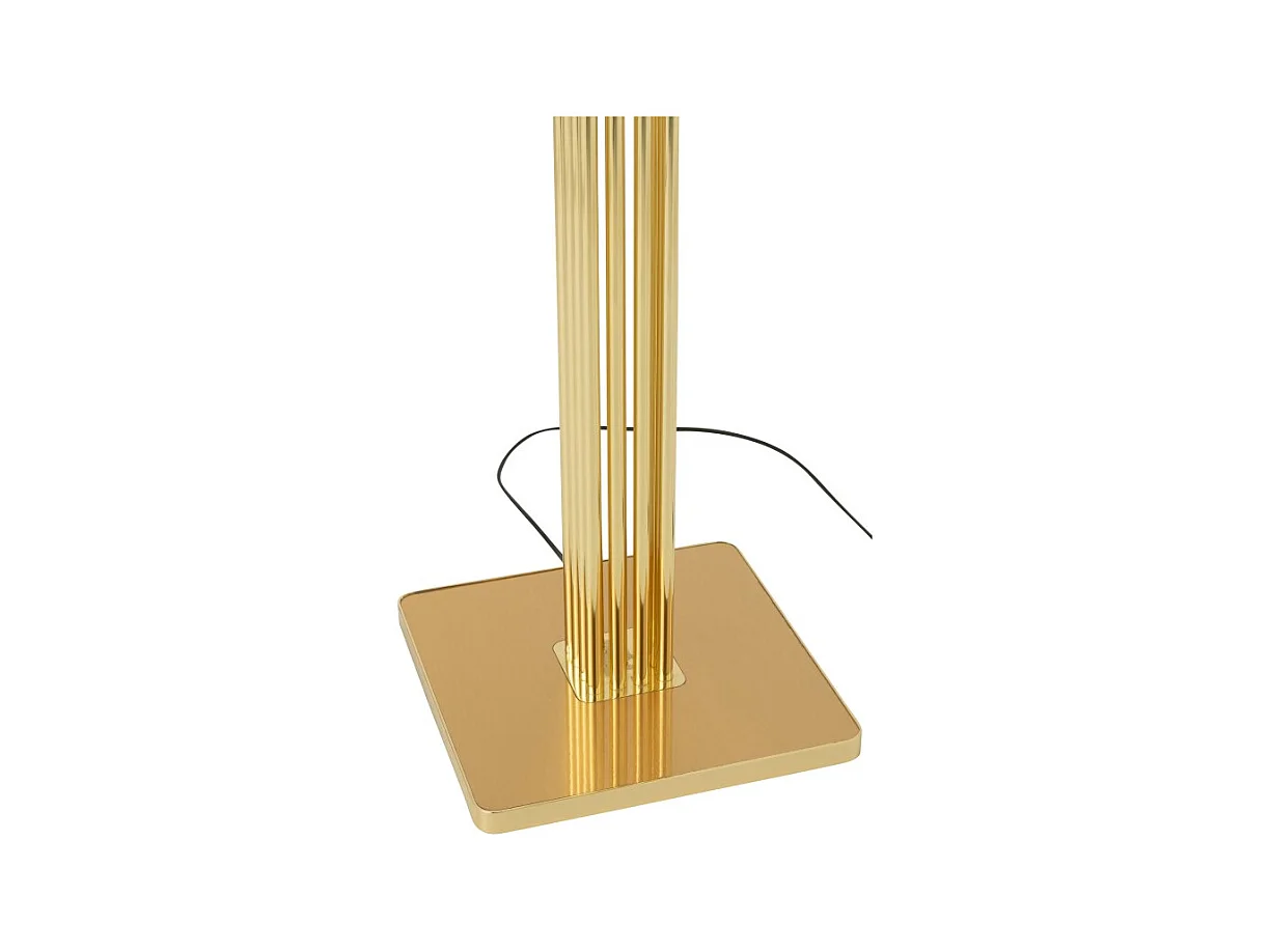 Lámpara de pie con base de metal dorado en textil negro 37x37x159 cm