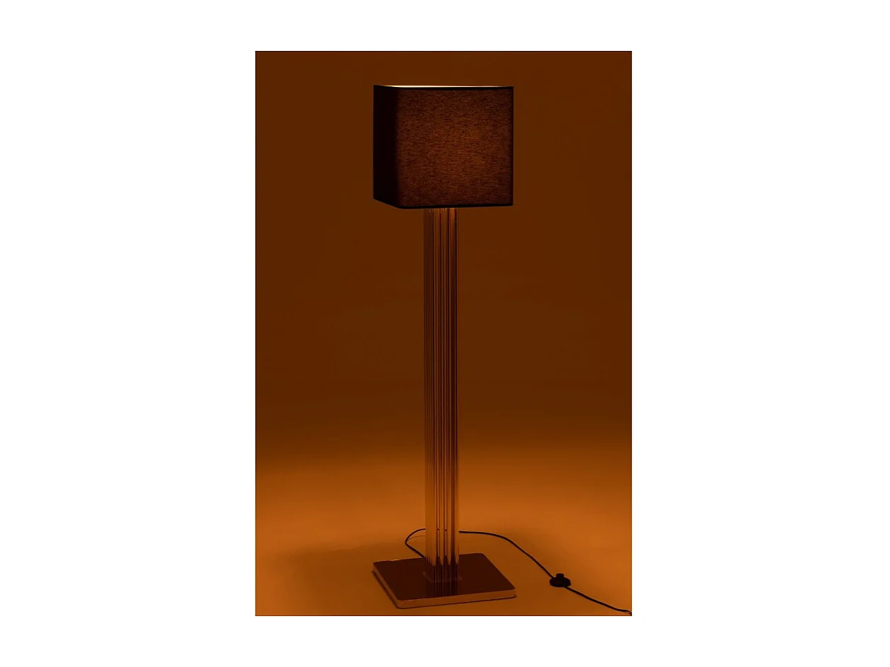 Lámpara de pie con base de metal dorado en textil negro 37x37x159 cm