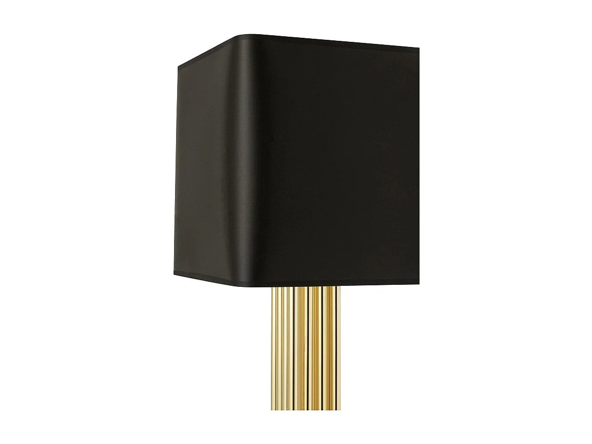 Lámpara de pie con base de metal dorado en textil negro 37x37x159 cm