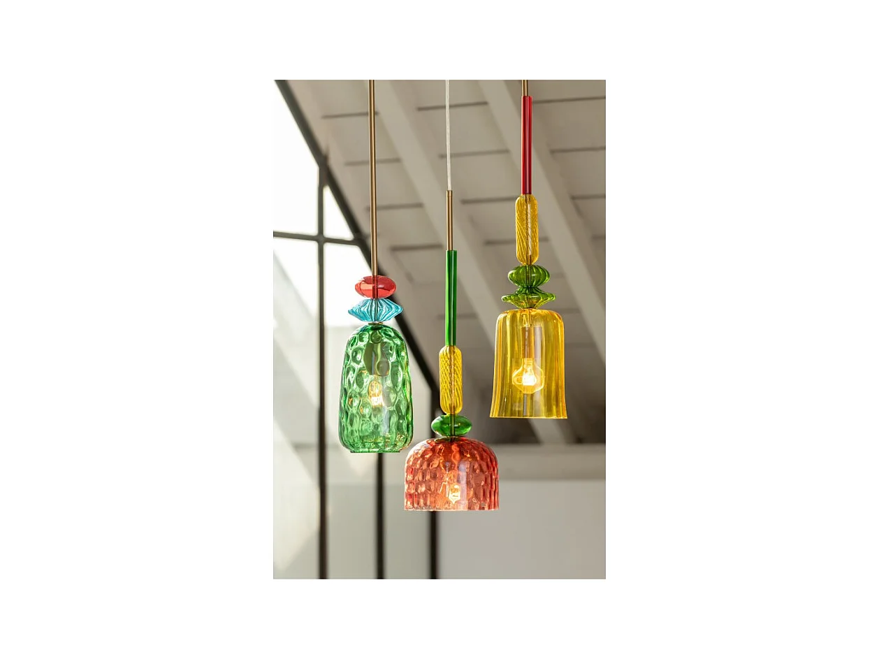 Suspensión de vidrio multicolor de 160x16x16 cm