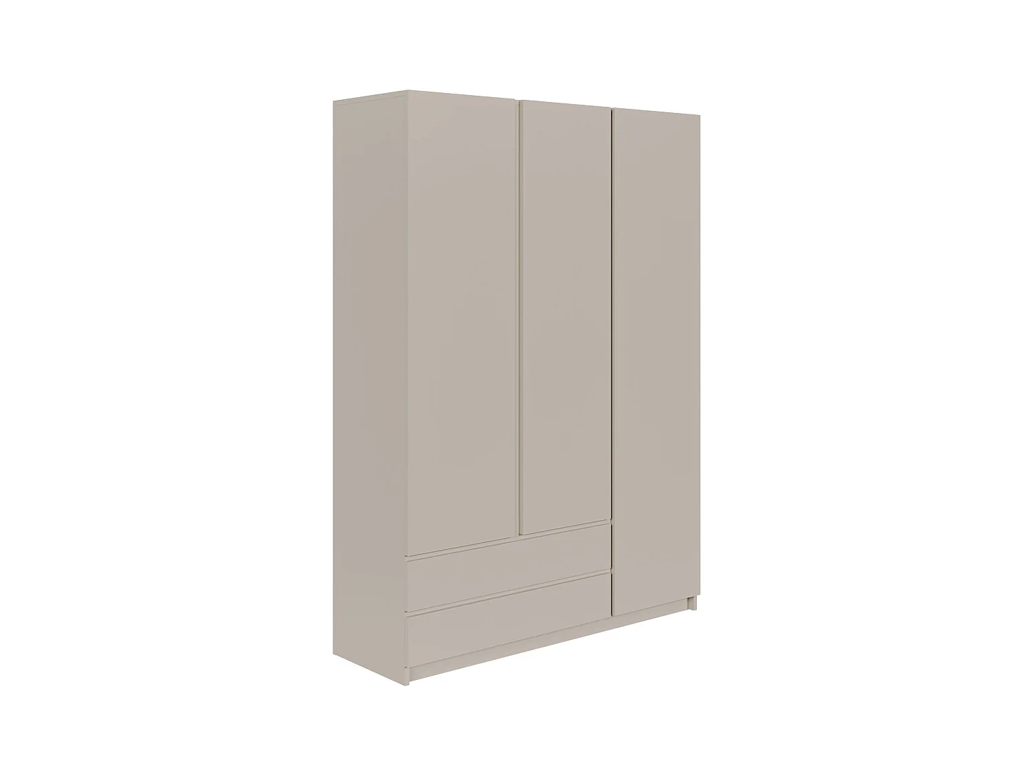 Kleiderschrank mit 3 Türen – Kleiderstange – 2 Schubladen – Kaschmirgrau – 150 cm – BEMMI