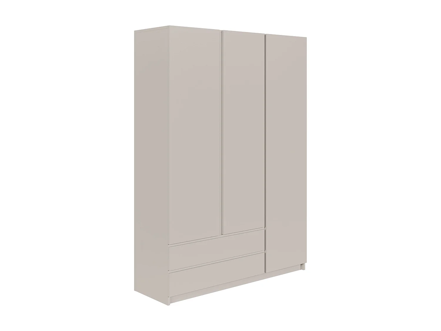 Kleiderschrank mit 3 Türen – Kleiderstange – 2 Schubladen – Kaschmirgrau – 150 cm – BEMMI