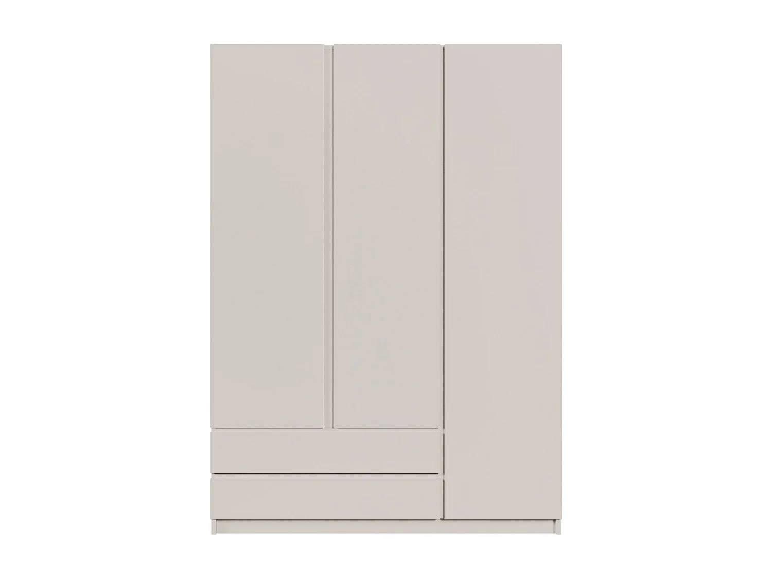 Kleiderschrank mit 3 Türen – Kleiderstange – 2 Schubladen – Kaschmirgrau – 150 cm – BEMMI