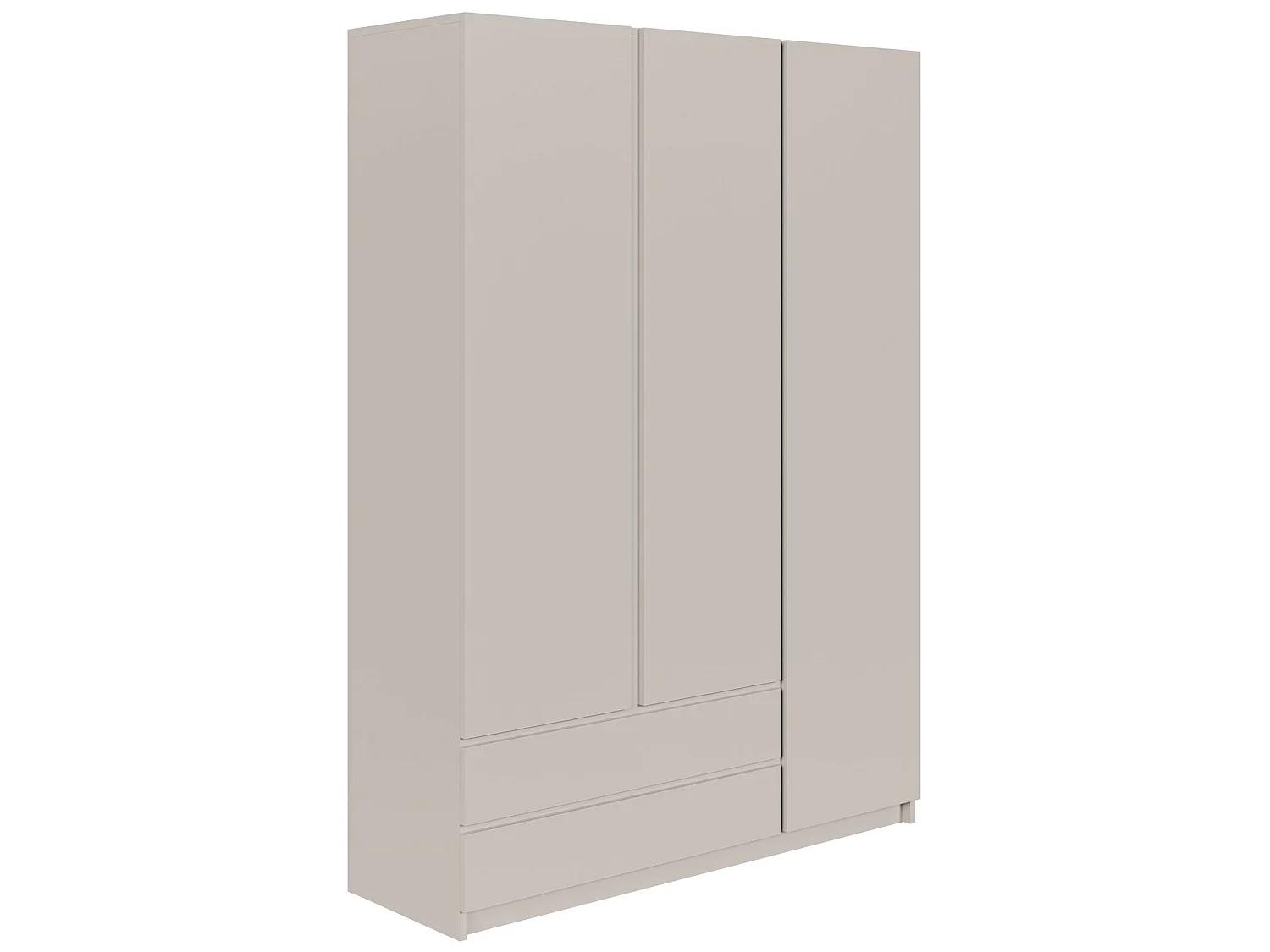 Kledingkast met 3 deuren en 2 lades – kasjmiergrijs – 150 cm – BEMMI