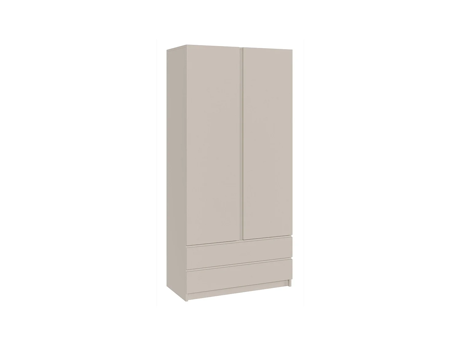 Armoire 2 portes 2 tiroirs – 100 cm – gris cachemire – BEMMI