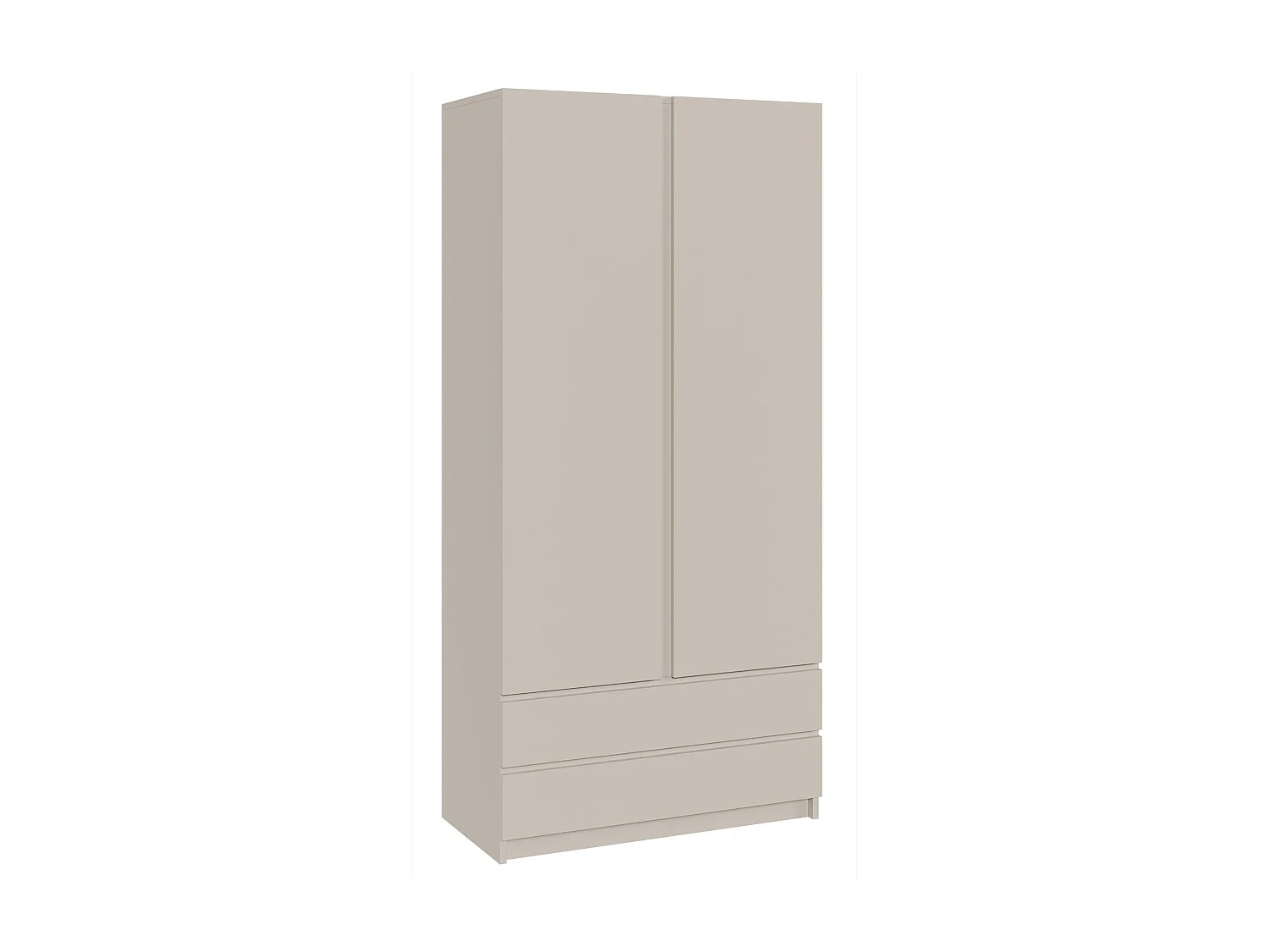 Armoire 2 portes 2 tiroirs – 100 cm – gris cachemire – BEMMI