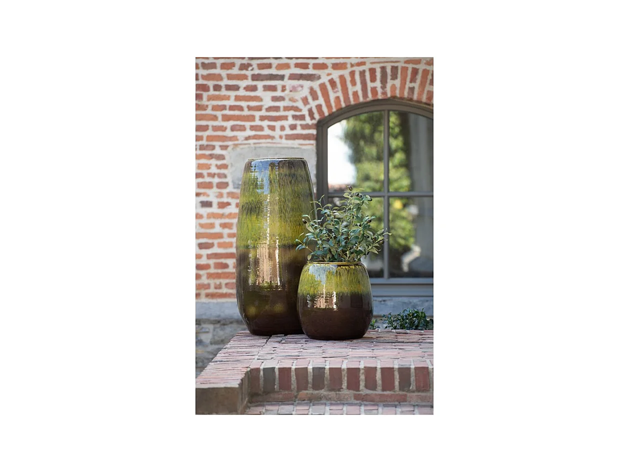 Maceta de cerámica oliva 38x38x36 cm