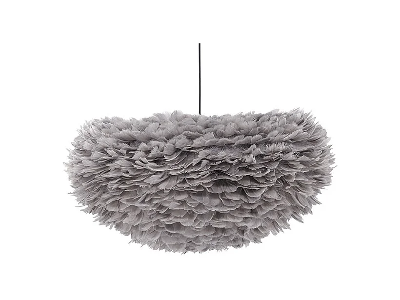 Lampe Suspension en plume "Nicola" 75cm Gris