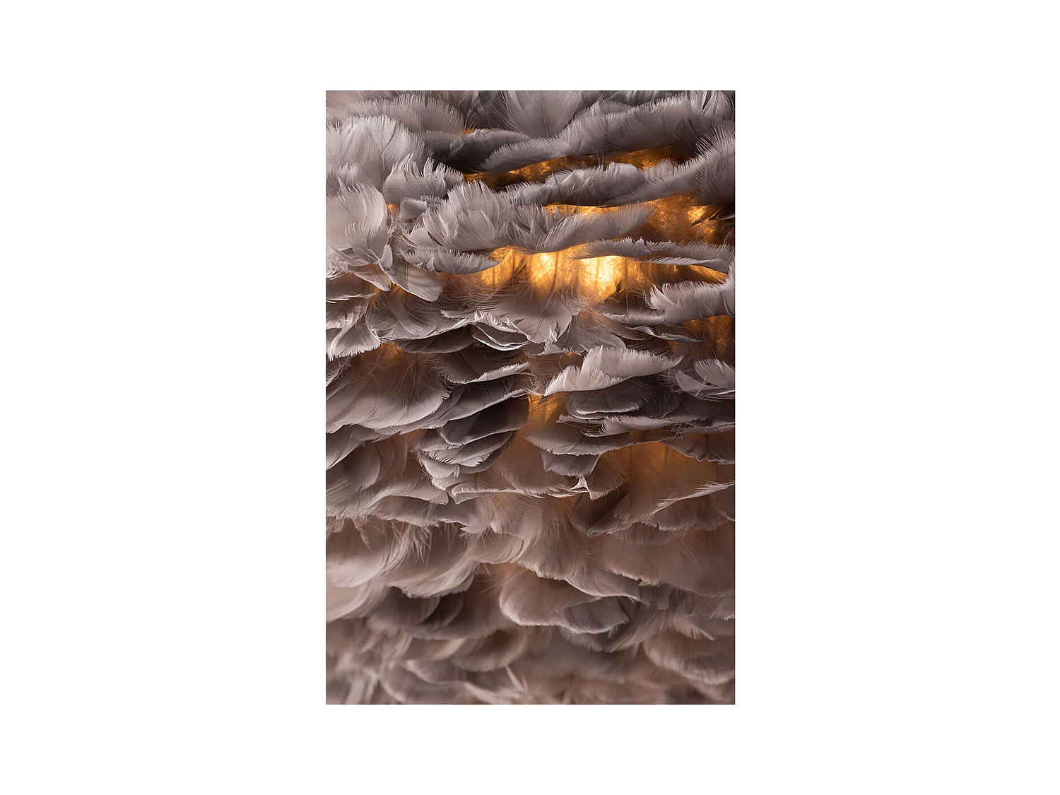 Lampe Suspension en plume "Nicola" 75cm Gris
