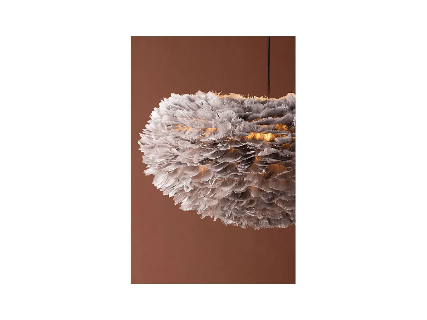 Lampe Suspension en plume "Nicola" 75cm Gris