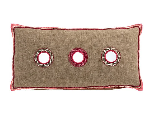 Coussin Déco "3 Miroirs" 30x60cm Naturel