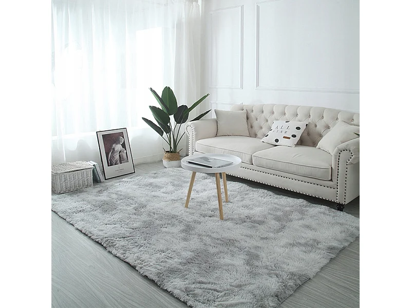 Tapis pelucheux shaggy rabbit gris 160x220 cm doux pelucheux