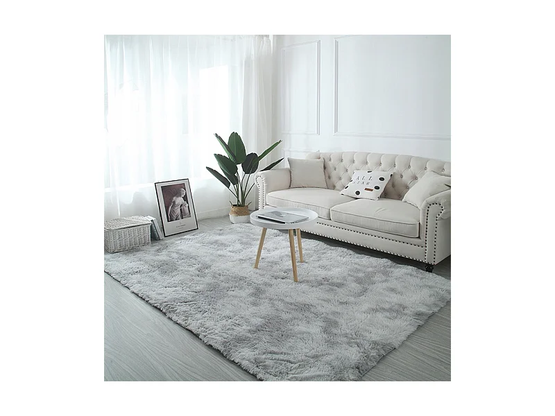 Tapis pelucheux shaggy rabbit gris 160x220 cm doux pelucheux