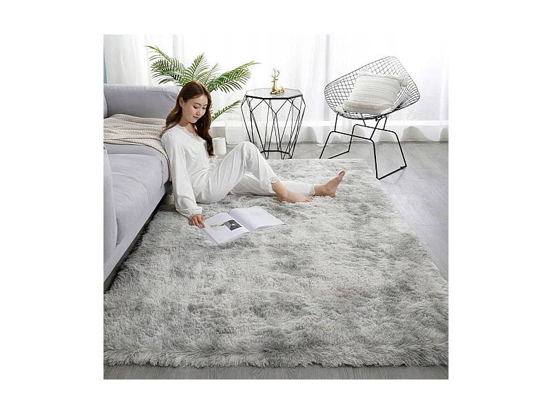 Tapis pelucheux shaggy rabbit gris 160x220 cm doux pelucheux