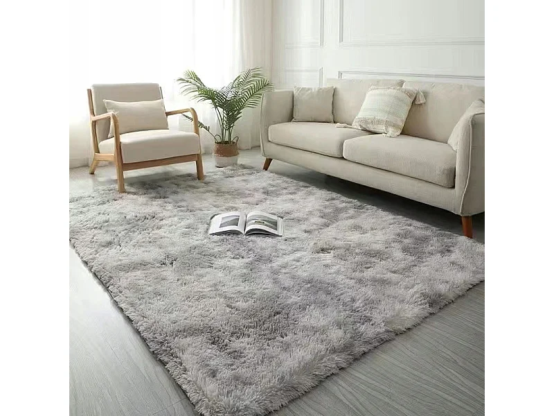 Tapis pelucheux shaggy rabbit gris 160x220 cm doux pelucheux