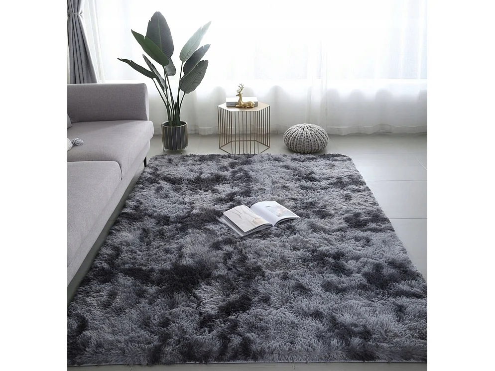 Tapete felpudo cinzento escuro macio shaggy felpudo grosso 160x220cm peludo XL