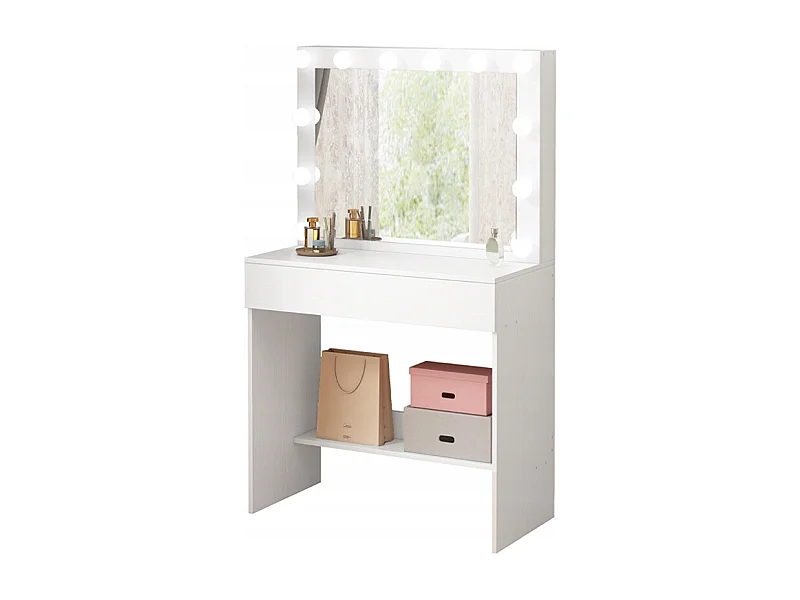 TOALETKA KOSMETYCZNA MAKIJAŻU WIZAŻU Z LUSTREM LED NOWOCZESNA GLAMOUR