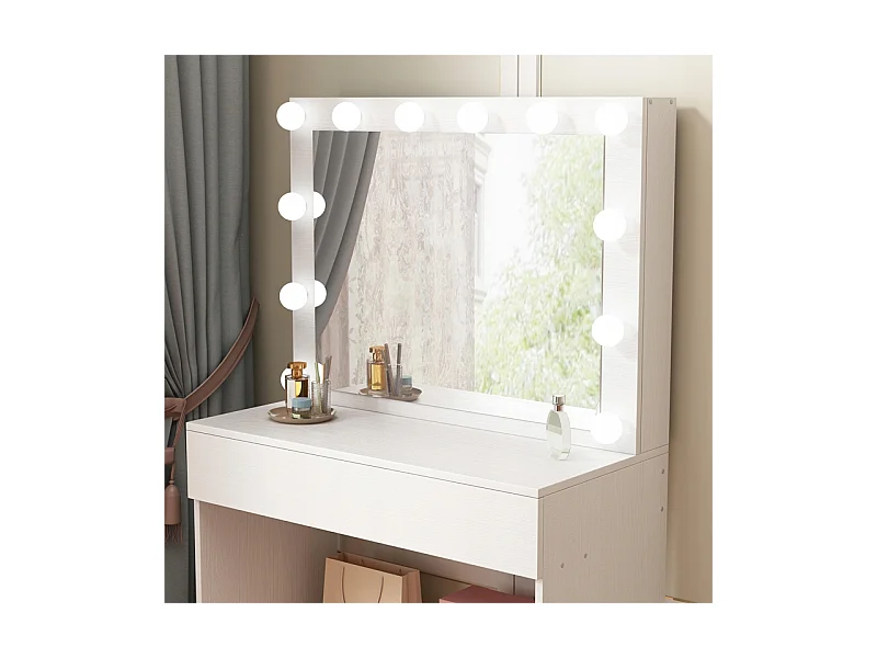 TOCADOR DE MAQUILLAJE CON ESPEJO LED MODERNO GLAMOUR