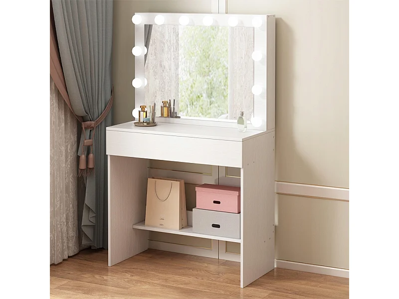 KOSMETIKTISCH FÜR MAKE-UP UND VISAGistik MIT LED-SPIEGEL MODERNER-GLAMOUR