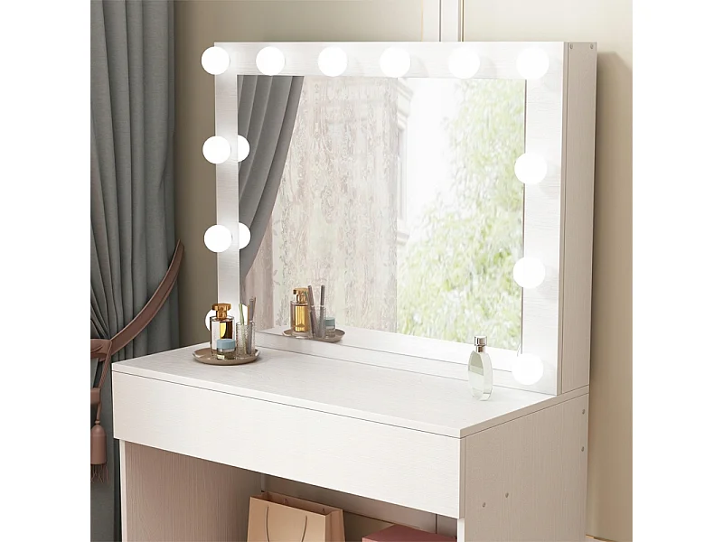 KOSMETIKTISCH FÜR MAKE-UP UND VISAGistik MIT LED-SPIEGEL MODERNER-GLAMOUR