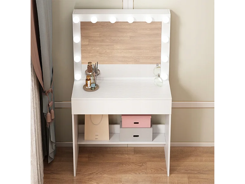 KOSMETIKTISCH FÜR MAKE-UP UND VISAGistik MIT LED-SPIEGEL MODERNER-GLAMOUR