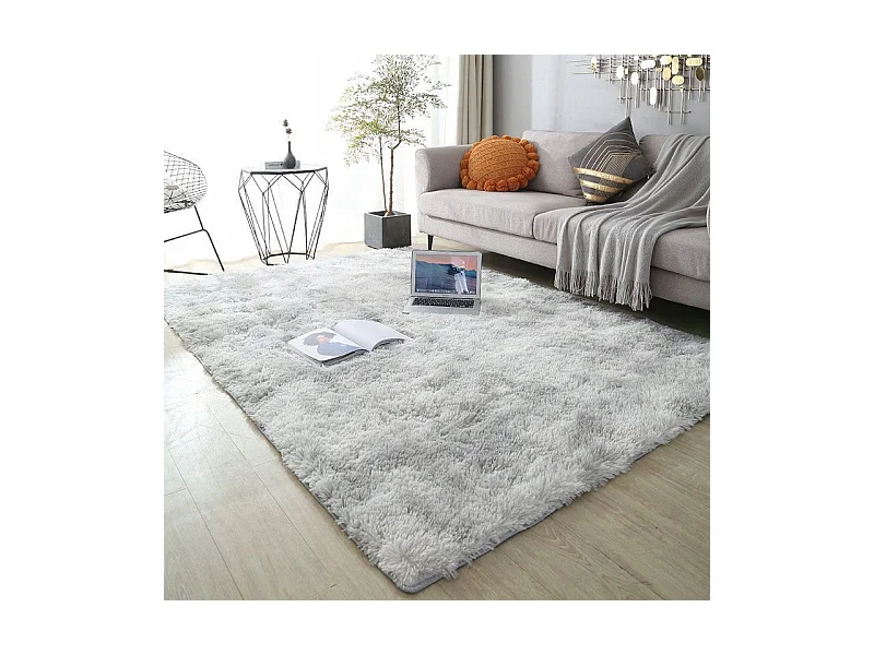Tapis shaggy pelucheux gris clair, doux et moelleux, 300 x 200 cm XL