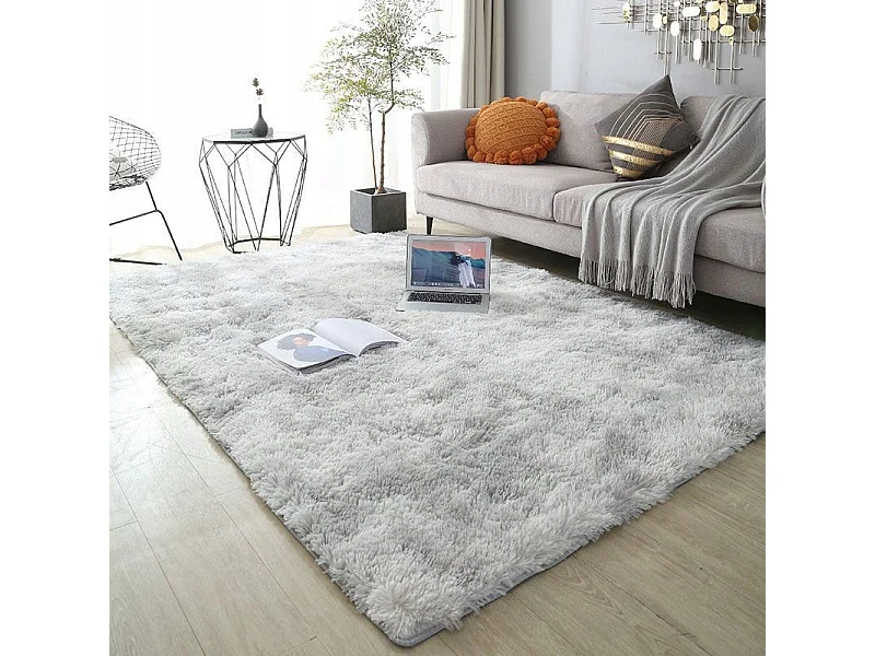 Plüschteppich Shaggy hellgrau, weich, flauschig, 300 x 200 cm XL