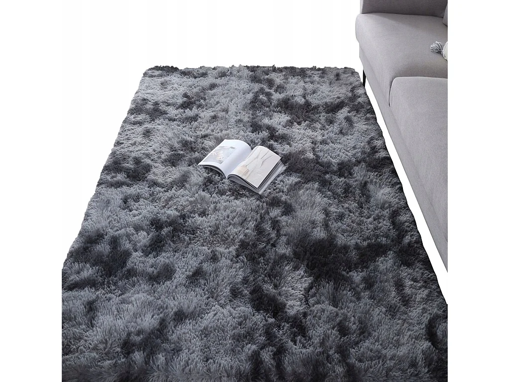 Tapete felpudo macio shaggy felpudo cinzento escuro 60x90 cm peludo XL