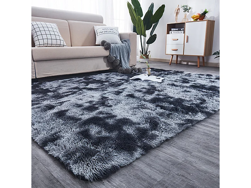 Tapete felpudo macio shaggy felpudo cinzento escuro 60x90 cm peludo XL