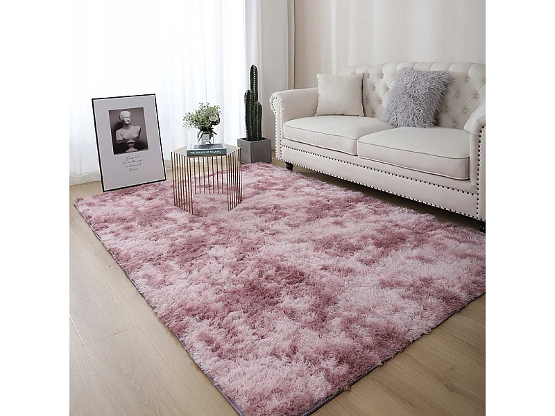 Rosa Plüschteppich, weich, Shaggy Rabbit, flauschig, 120 x 170 cm, dick,