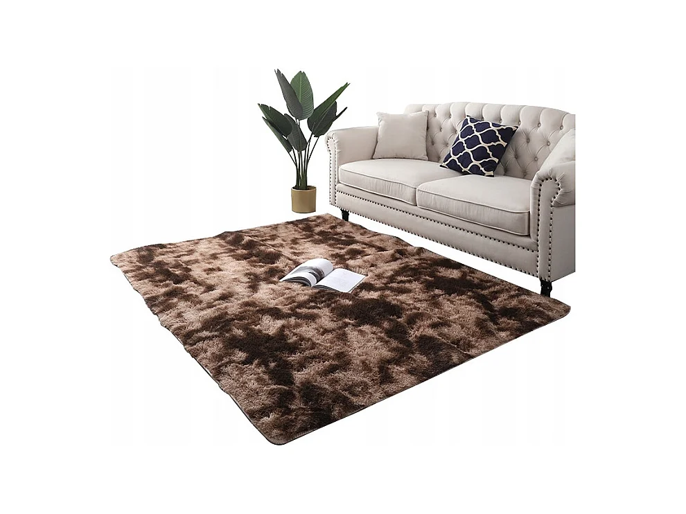 Bruin pluche zacht rabbit shaggy vloerkleed 150x100 cm dik