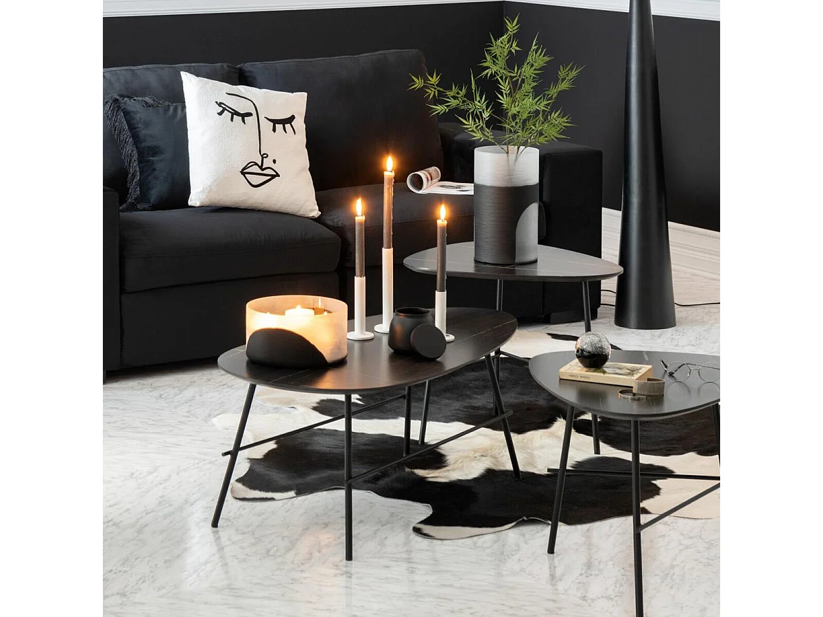 Tapis Déco en Cuir "Vache" 230x240cm Noir & Blanc