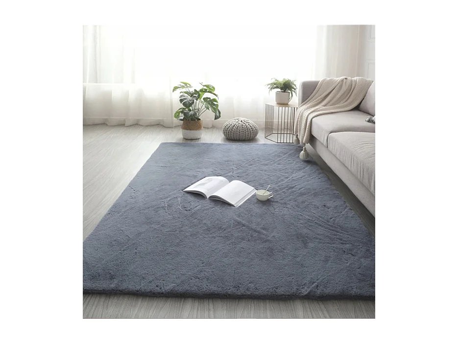 Dywan pluszowy ciemnoszary miękki rabbit futro królika 160x220 cm XL