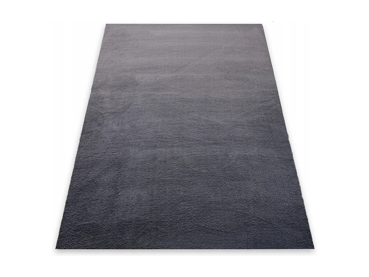 Plüschteppich dunkelgrau weiches Kaninchenfell 160x220 cm XL